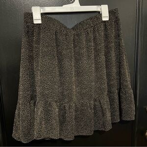 Elastic waist skirt, black with gold polka dots